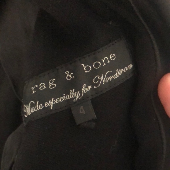 ⭕️ PRICE FIRM Rag & Bone Black Leather Trim Tuxedo Blazer Size 4 - Picture 3 of 6